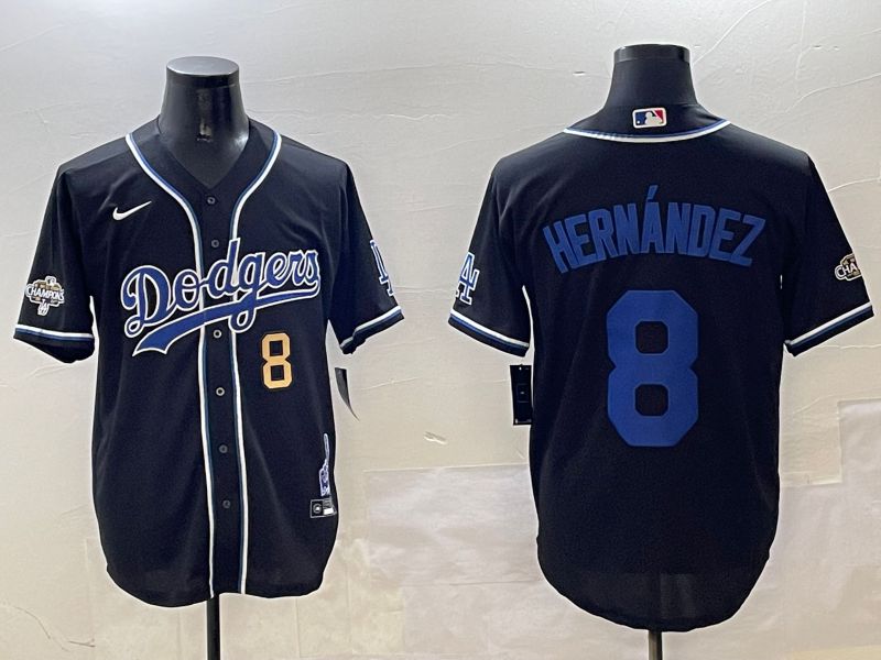 Men Los Angeles Dodgers #8 Hernandez Black Fashion Game 2025 Nike MLB Jersey style 3068